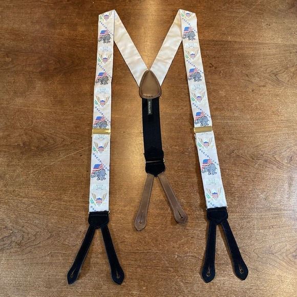 Other - Vintage 80 Elephant Suspenders State Of Braces Patriotic Republican Seal Of USA